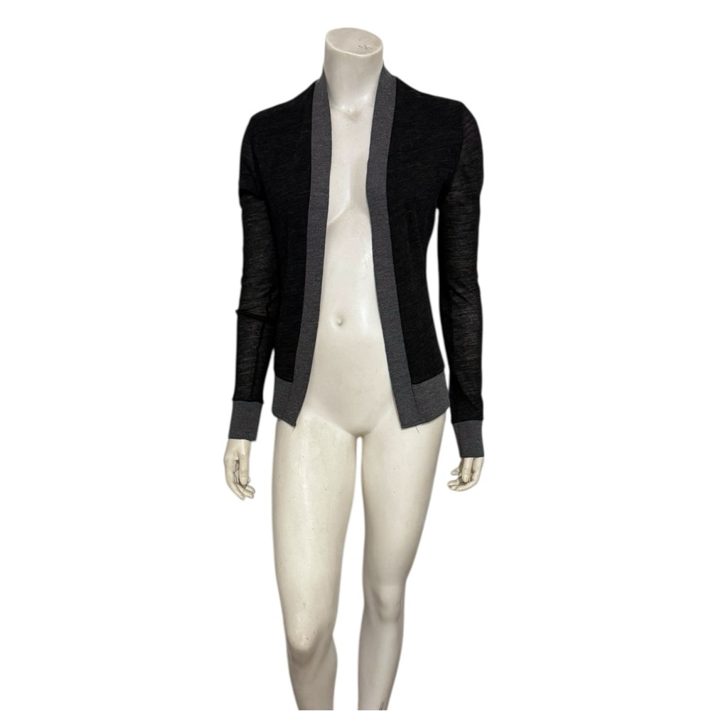 Yohji Yamamoto Womans Black Wool Open Cardigan Sweater